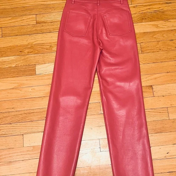 Wilfred Aritzia The Melina Faux Vegan Leather Straight Leg Pants Size 0 Pink - Picture 6 of 10